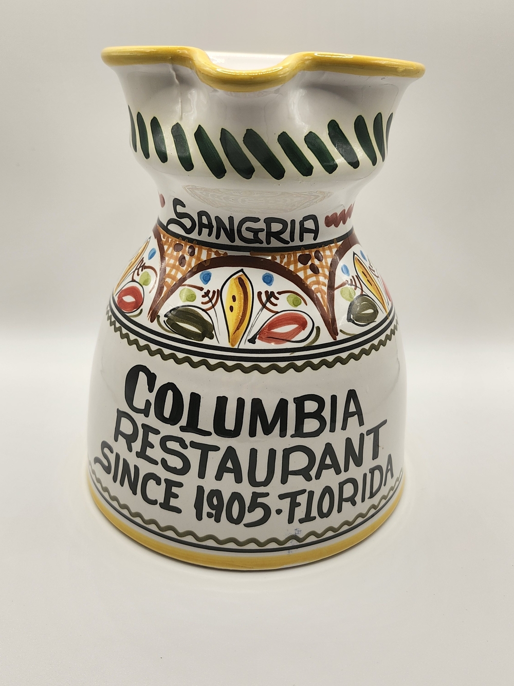 Columbia Restaurant Florida Sangria Pitcher Nice Colors Made in Spain 7" Tall